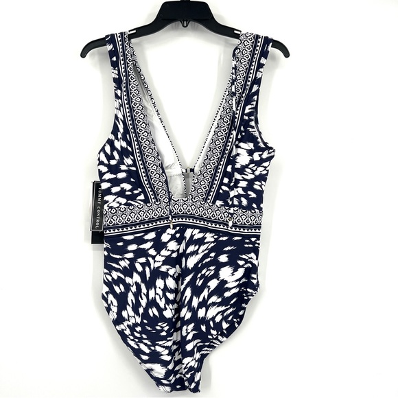 La Blanca Woman's Changing Tides Plunge One Piece Swimsuit in Indigo Blue New - Picture 3 of 14